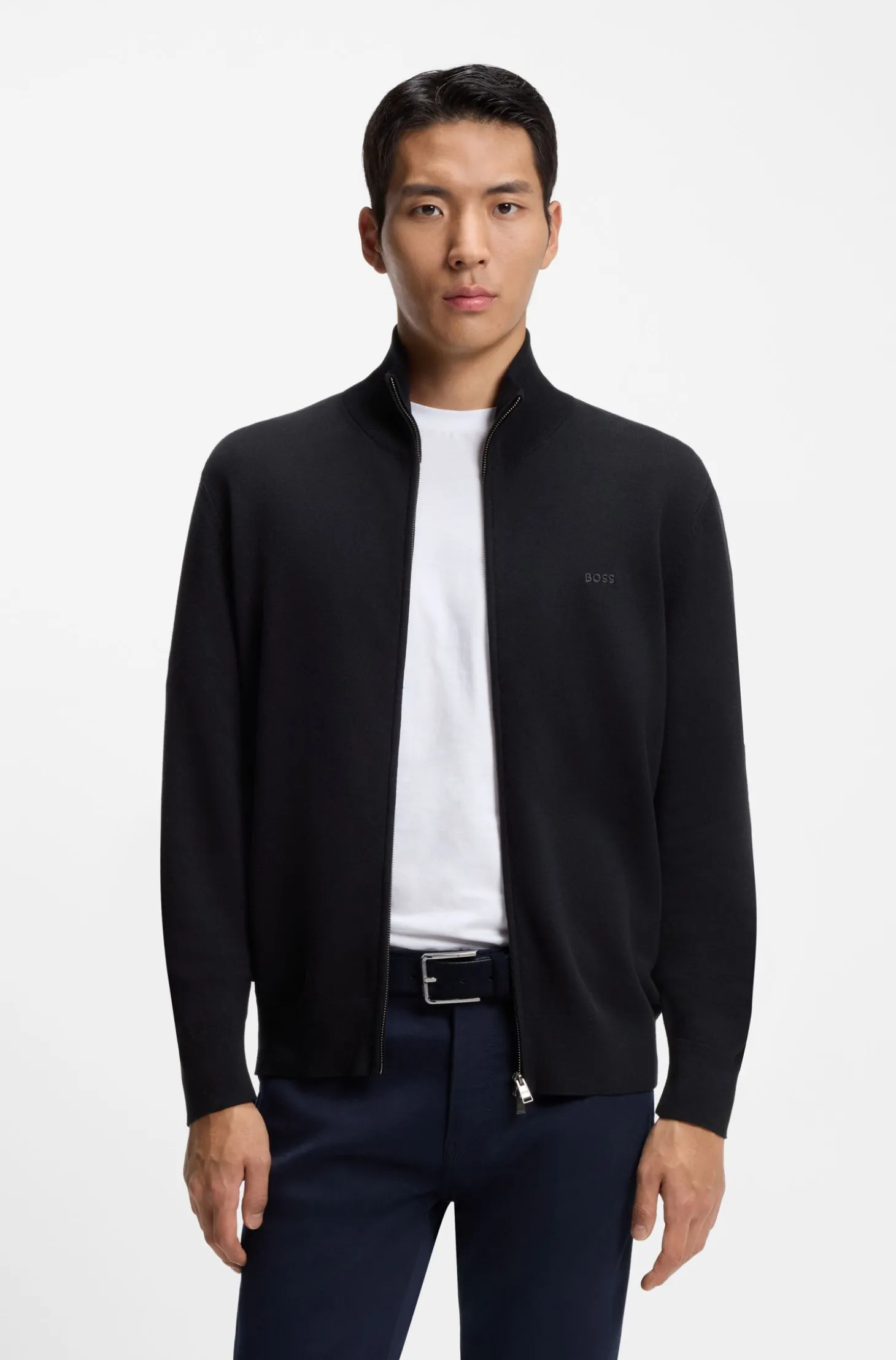 Strick-Cardigan aus Baumwolle mit Logo-Stickerei