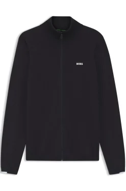 Strickjacke aus Baumwolle mit kontrastfarbenem Logo