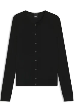 Strickjacke aus superfeiner Merinowolle mit Rundhalsausschnitt