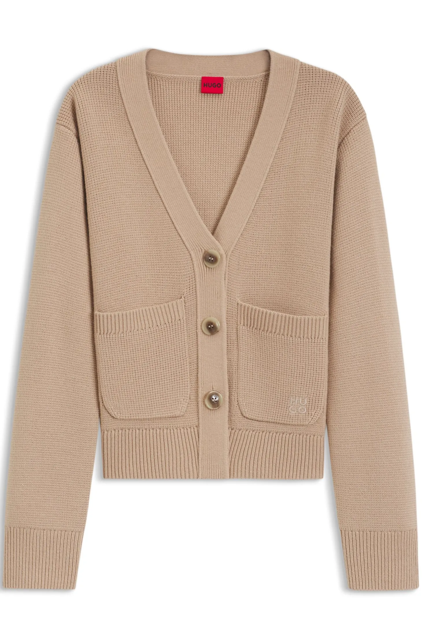 Strickjacke aus Woll-Mix mit Logo-Stickerei