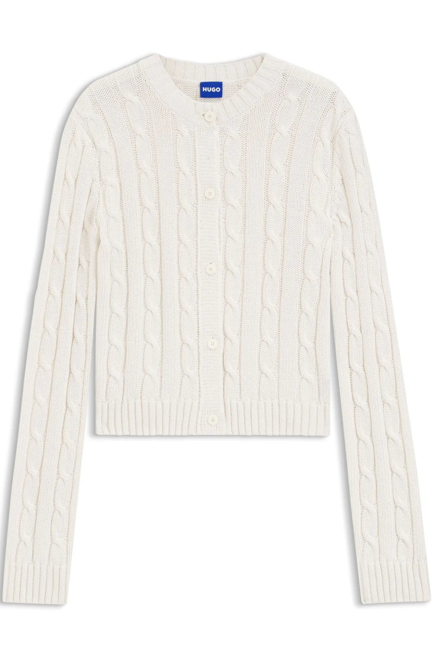Strickjacke mit Zopfmuster und Knopfleiste