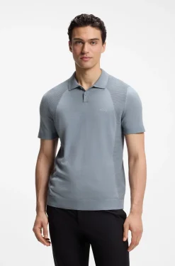 Strick-Poloshirt aus Baumwoll-Mix mit Bodymapping-Struktur