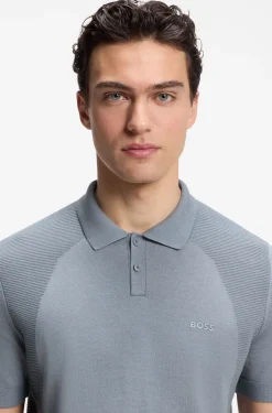 Strick-Poloshirt aus Baumwoll-Mix mit Bodymapping-Struktur