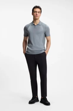 Strick-Poloshirt aus Baumwoll-Mix mit Bodymapping-Struktur