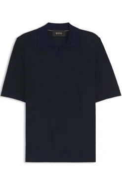 Strick-Poloshirt aus Baumwolle und Seide mit Johnny-Kragen