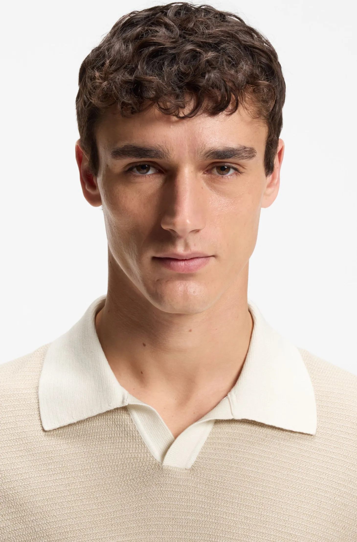 Strick-Poloshirt aus Baumwolle und Seide mit Johnny-Kragen