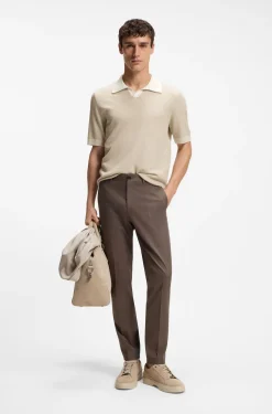 Strick-Poloshirt aus Baumwolle und Seide mit Johnny-Kragen