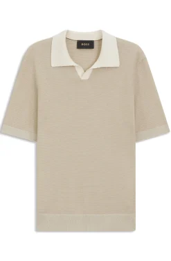 Strick-Poloshirt aus Baumwolle und Seide mit Johnny-Kragen