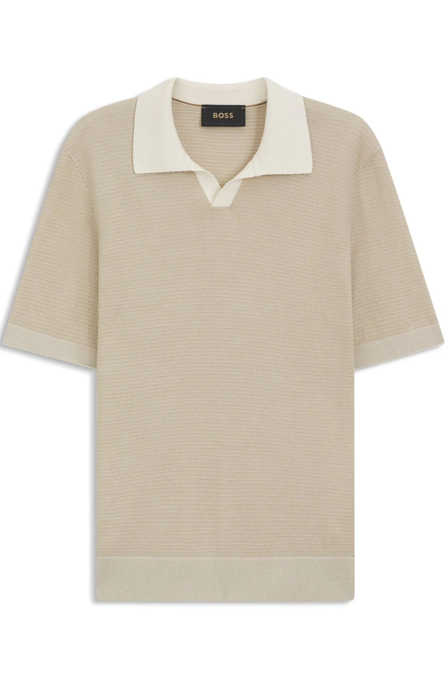 Strick-Poloshirt aus Baumwolle und Seide mit Johnny-Kragen