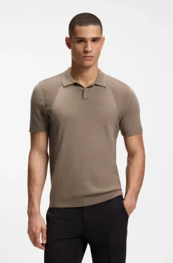 Strick-Poloshirt aus Baumwoll-Mix mit Bodymapping-Struktur