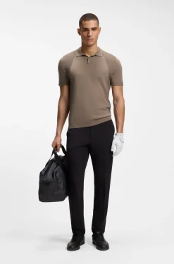 Strick-Poloshirt aus Baumwoll-Mix mit Bodymapping-Struktur