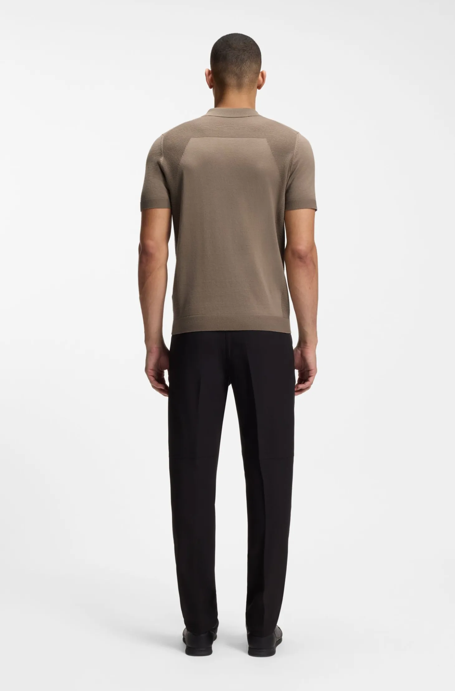 Strick-Poloshirt aus Baumwoll-Mix mit Bodymapping-Struktur