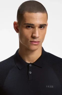 Strick-Poloshirt aus Baumwoll-Mix mit Bodymapping-Struktur