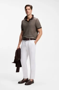Strick-Poloshirt aus Baumwoll-Mix mit Querstreifen