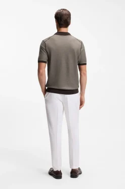 Strick-Poloshirt aus Baumwoll-Mix mit Querstreifen