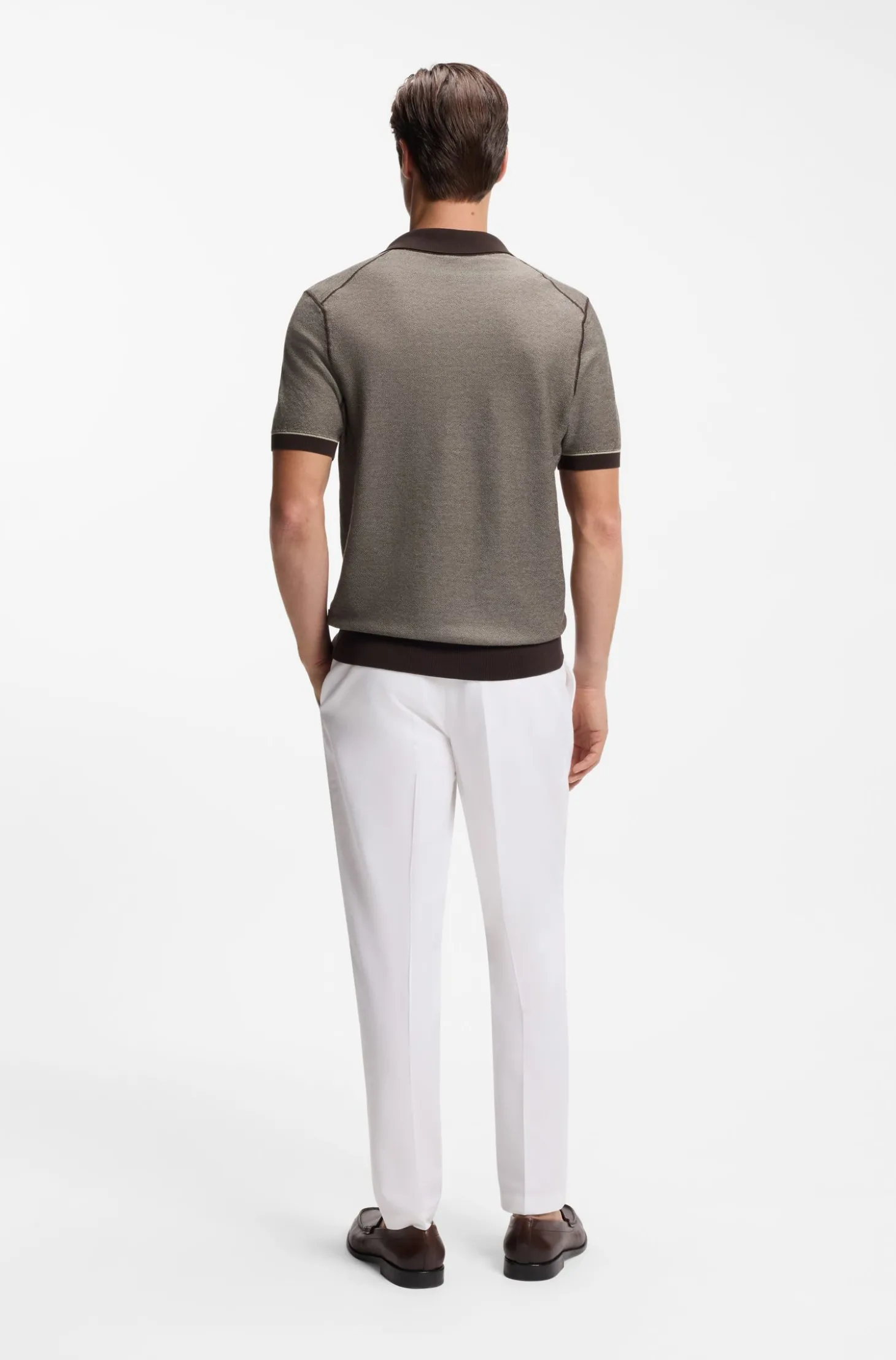 Strick-Poloshirt aus Baumwoll-Mix mit Querstreifen