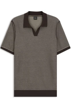 Strick-Poloshirt aus Baumwoll-Mix mit Querstreifen