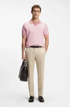 Strick-Poloshirt aus Baumwoll-Mix mit Querstreifen