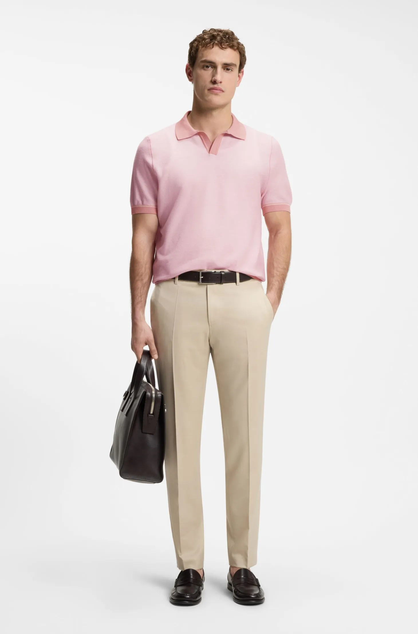 Strick-Poloshirt aus Baumwoll-Mix mit Querstreifen