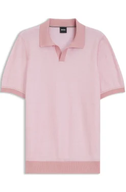 Strick-Poloshirt aus Baumwoll-Mix mit Querstreifen