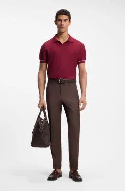 Strick-Poloshirt aus Baumwoll-Mix mit Querstreifen