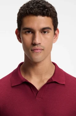Strick-Poloshirt aus Baumwoll-Mix mit Querstreifen