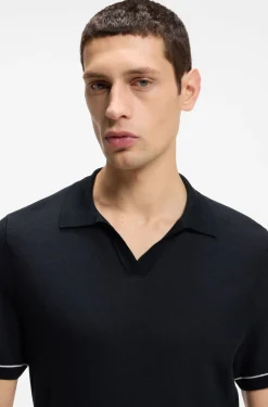 Strick-Poloshirt aus Baumwoll-Mix mit Querstreifen