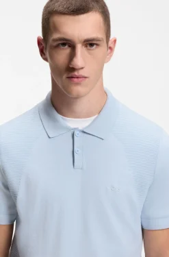 Strick-Poloshirt aus Baumwoll-Mix mit Bodymapping-Struktur