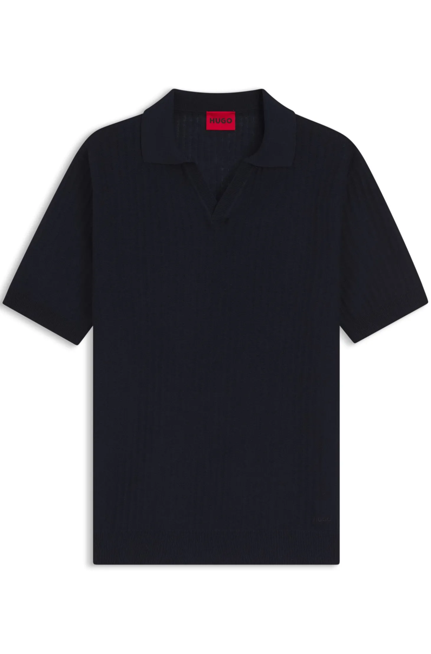 Strick-Poloshirt aus Baumwoll-Leinen-Jacquard mit Johnny-Kragen