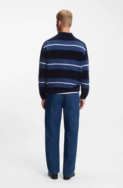 Strick-Poloshirt aus Baumwoll-Mix mit Blockstreifen