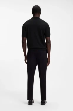 Strick-Poloshirt aus Merinowolle mit Johnny-Kragen