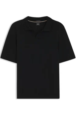 Strick-Poloshirt aus Merinowolle mit Johnny-Kragen