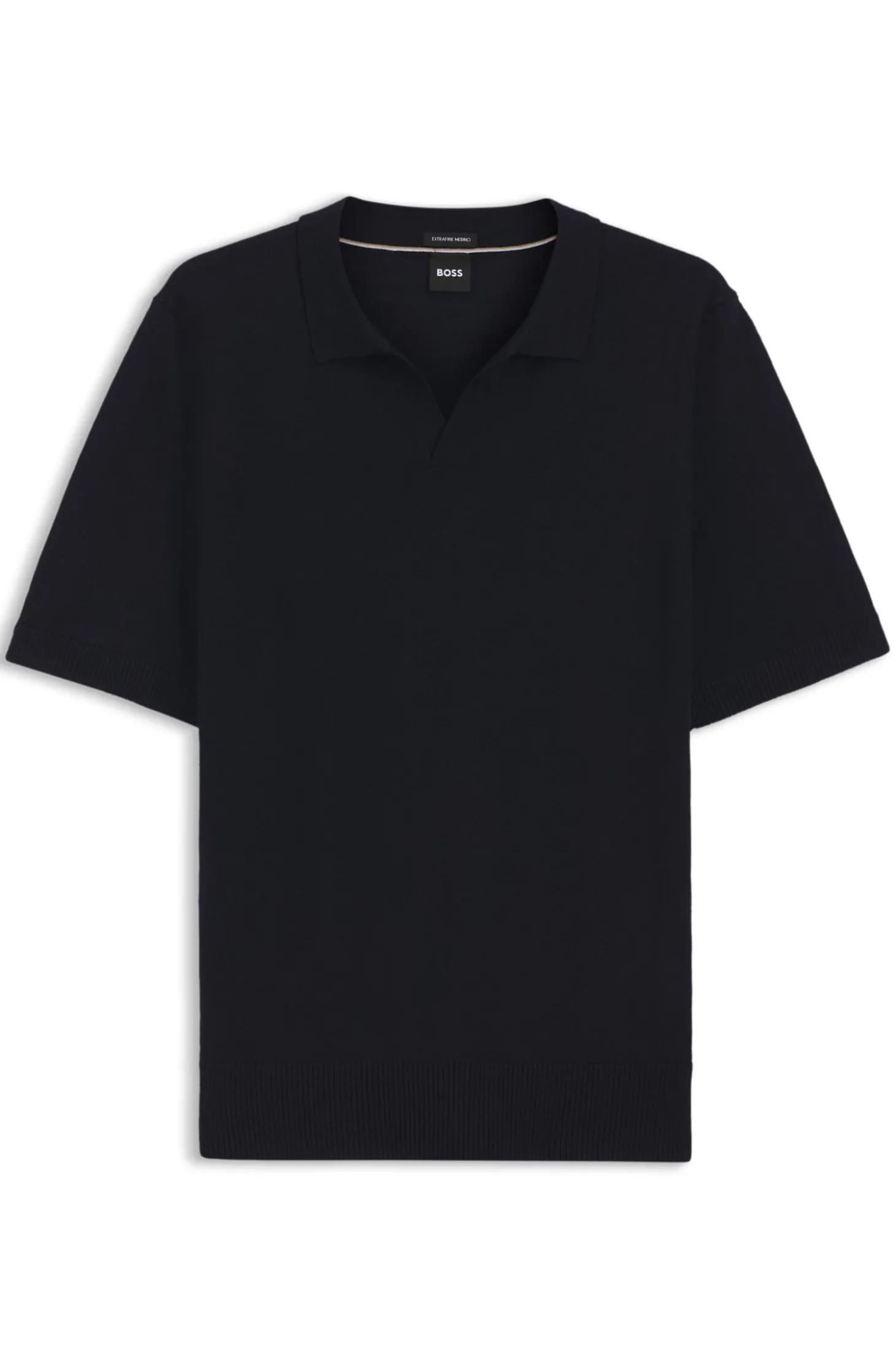Strick-Poloshirt aus Merinowolle mit Johnny-Kragen