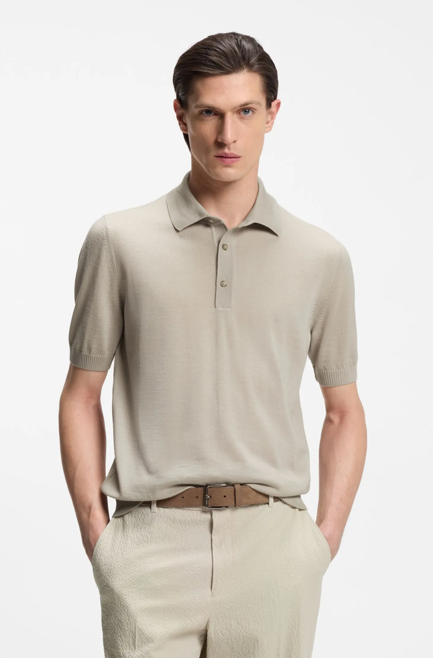 Strick-Poloshirt aus Schurwolle