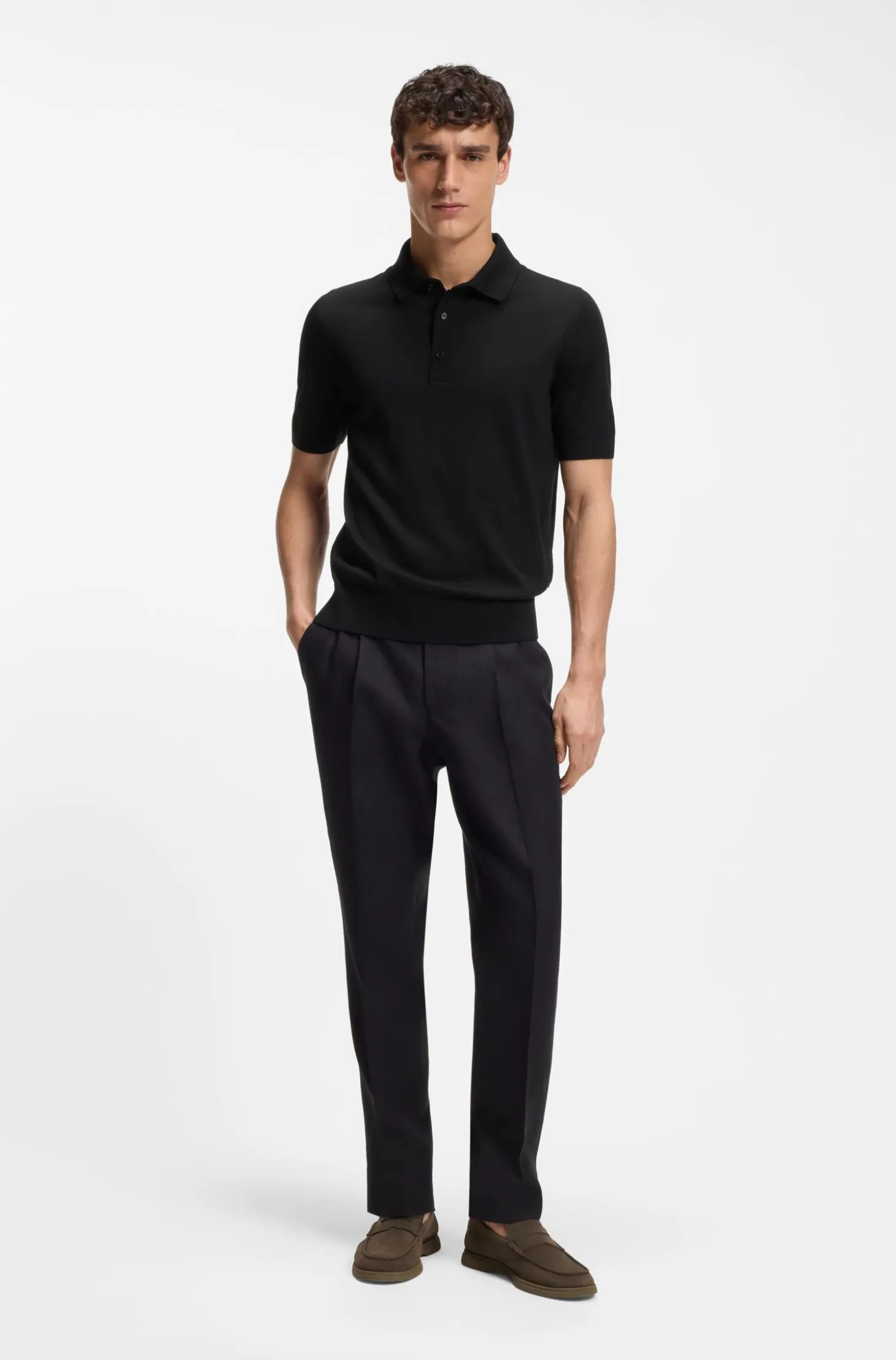 Strick-Poloshirt aus Schurwolle