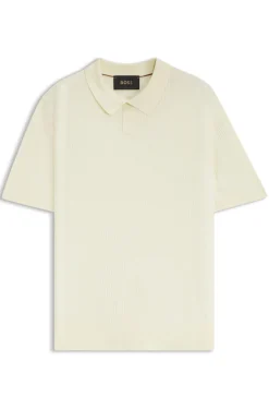 Strick-Poloshirt aus Seide mit gerippter Struktur
