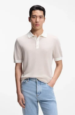 Strick-Poloshirt aus Seide und Baumwolle