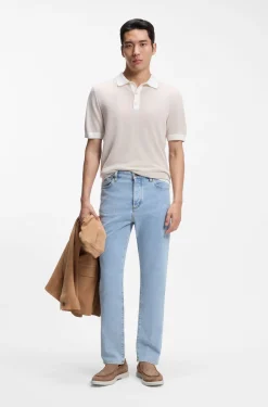 Strick-Poloshirt aus Seide und Baumwolle