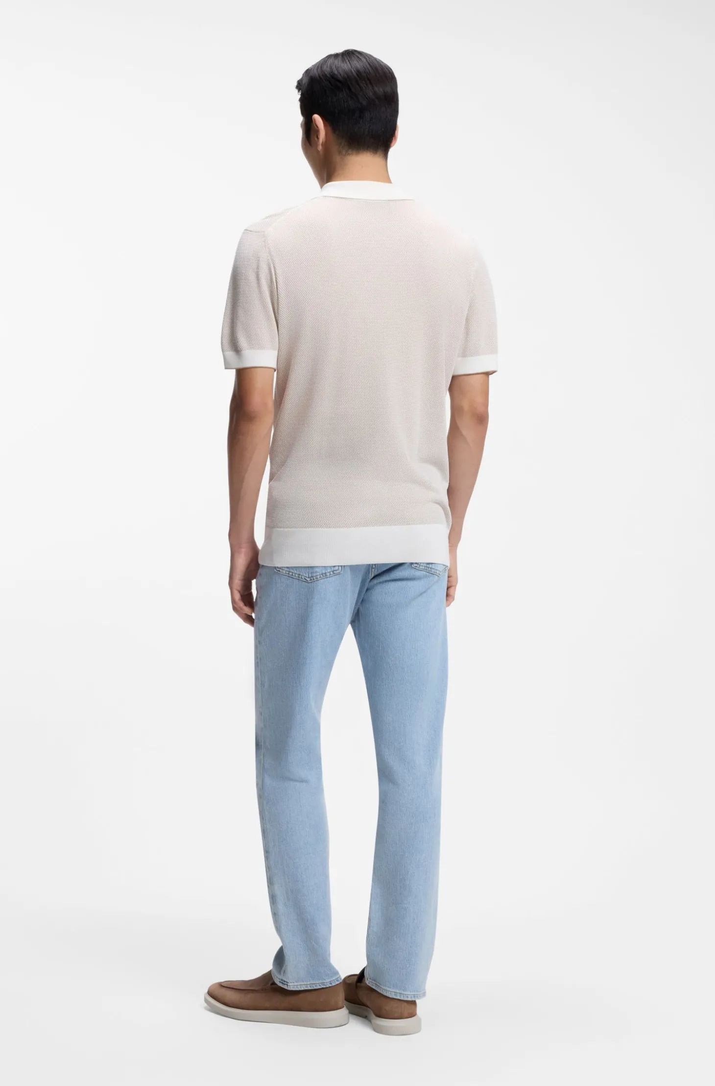 Strick-Poloshirt aus Seide und Baumwolle