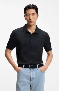 Strick-Poloshirt aus Seide und Baumwolle
