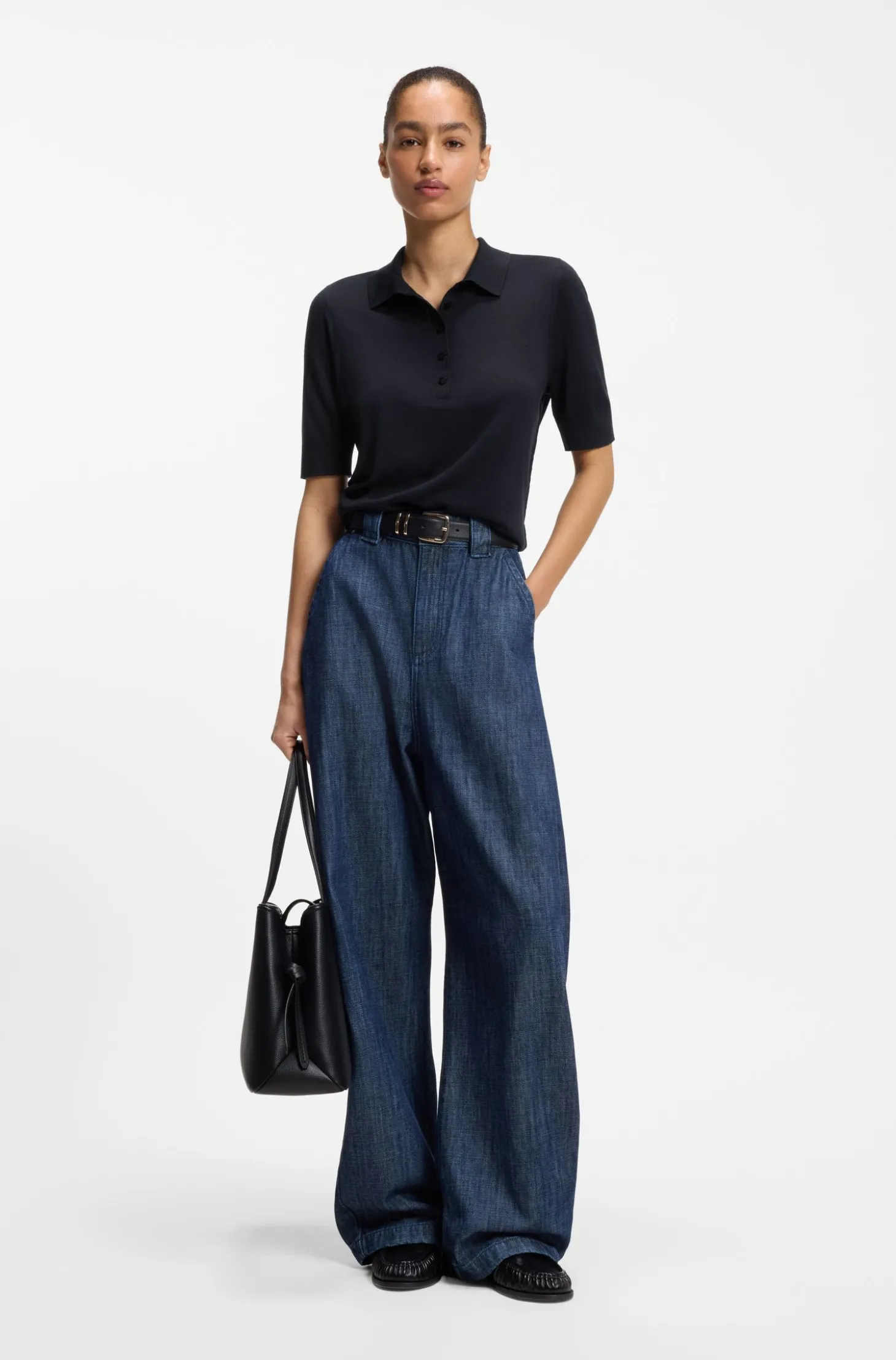 Strick-Poloshirt aus superfeiner Merinowolle