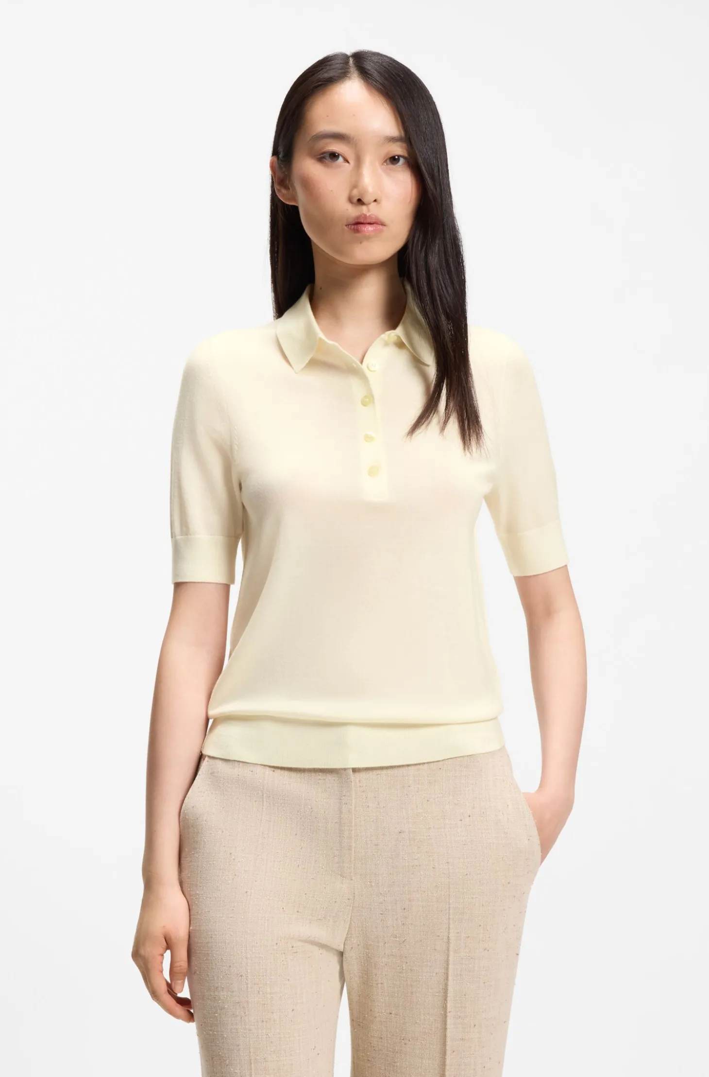 Strick-Poloshirt aus superfeiner Merinowolle