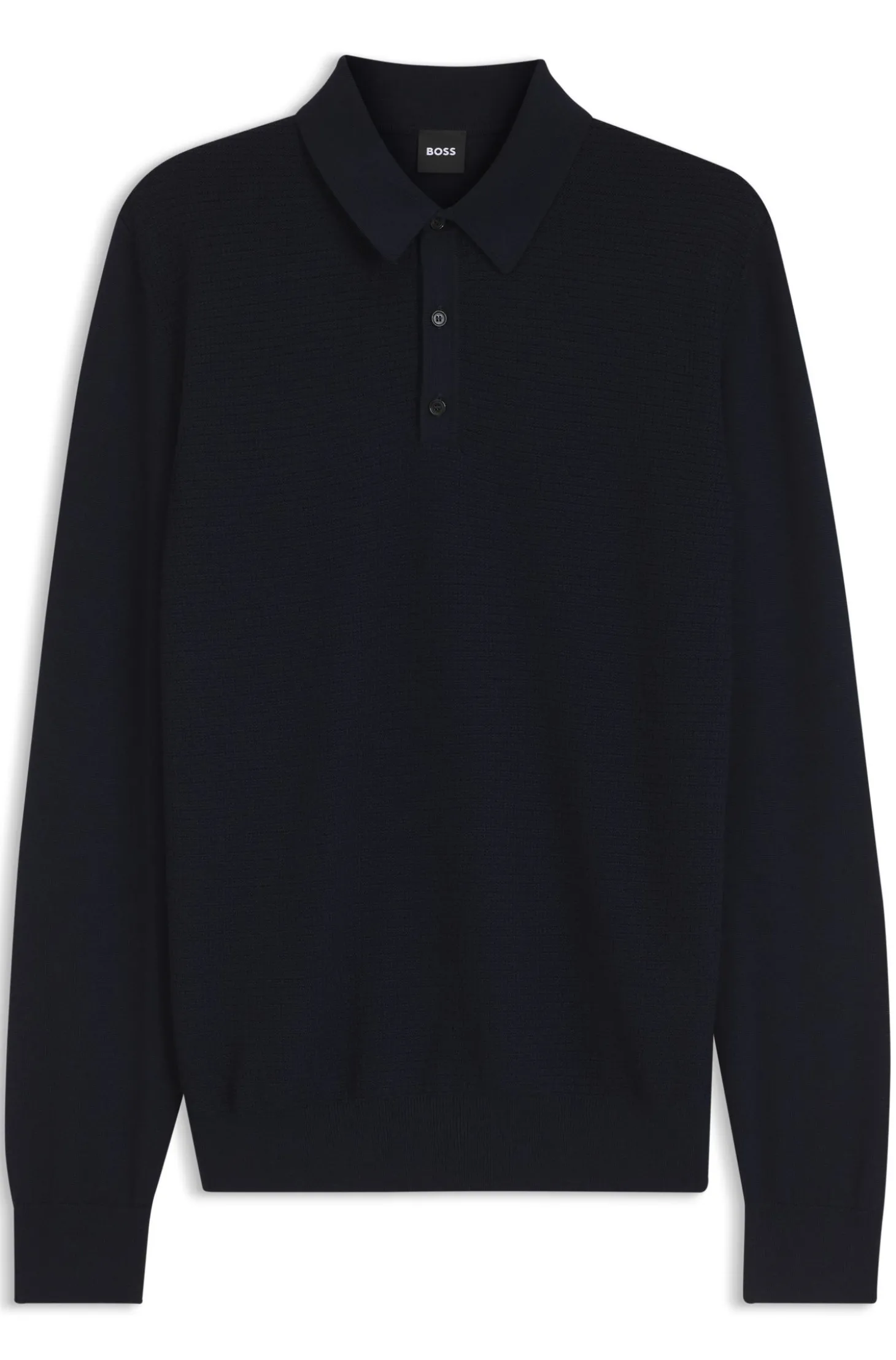 Strick-Poloshirt aus Woll-Mix mit verschiedenen Strukturen