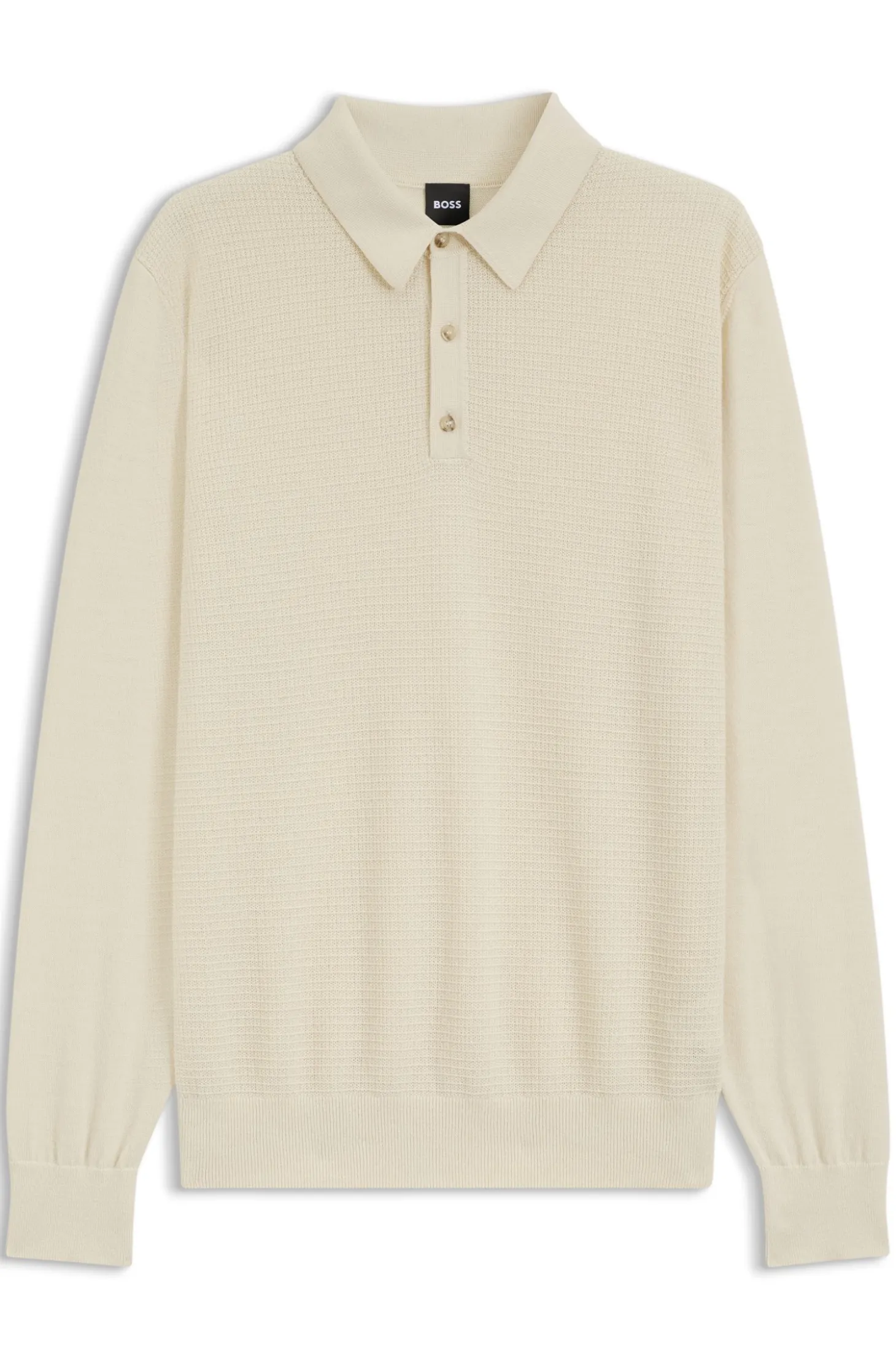Strick-Poloshirt aus Woll-Mix mit verschiedenen Strukturen