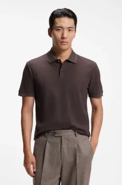 Strick-Poloshirt aus zweifarbiger Baumwolle