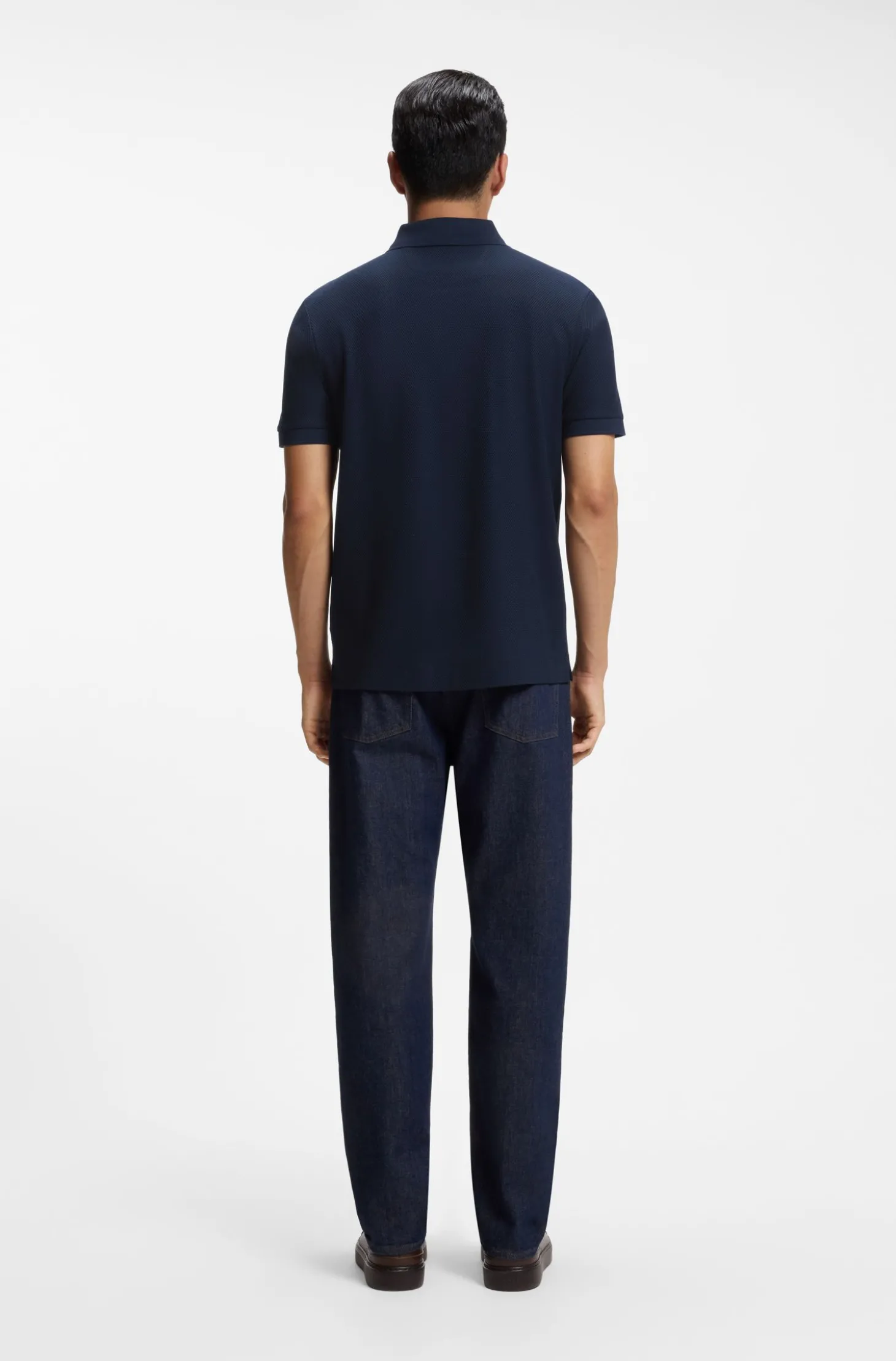 Strick-Poloshirt aus zweifarbiger Baumwolle
