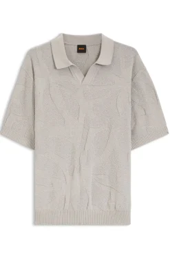 Strick-Poloshirt mit Johnny-Kragen und grafischem Muster