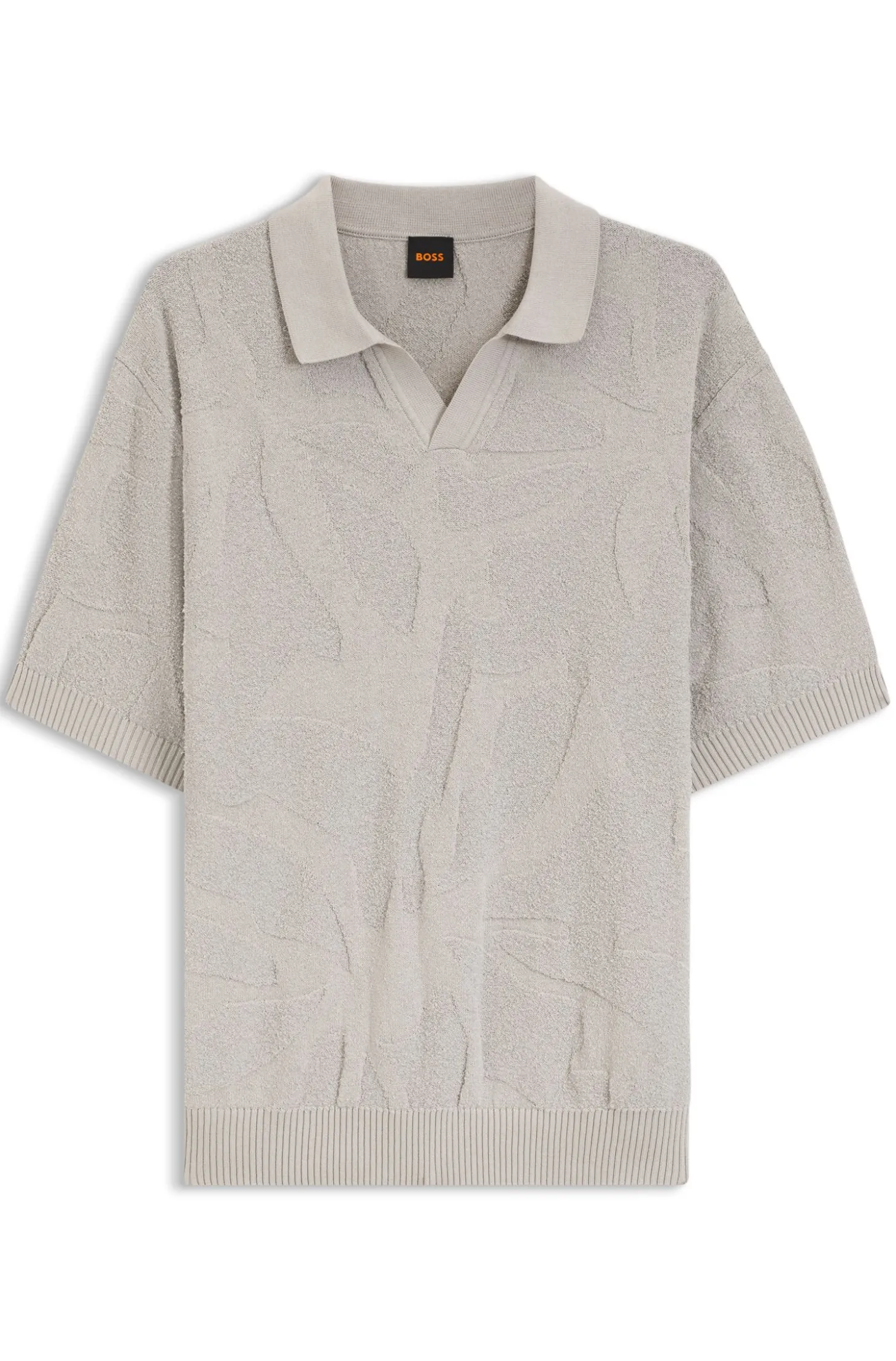 Strick-Poloshirt mit Johnny-Kragen und grafischem Muster