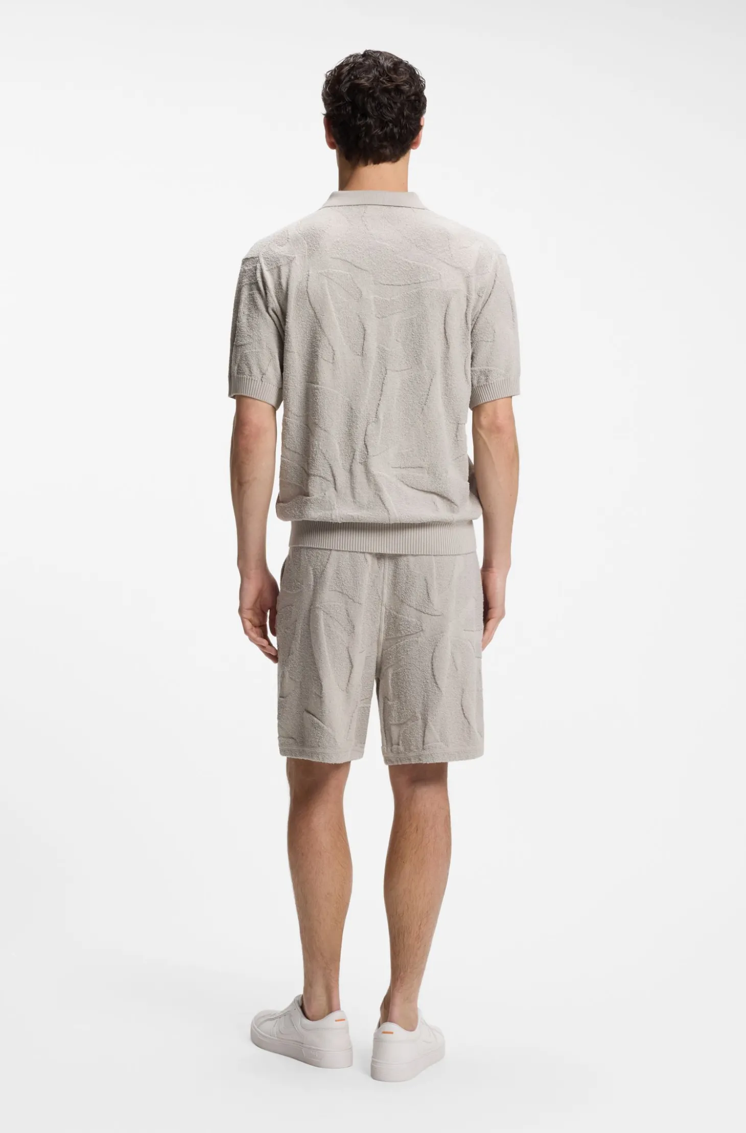 Strick-Poloshirt mit Johnny-Kragen und grafischem Muster
