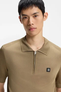 Strick-Poloshirt mit Reißverschluss am Kragen